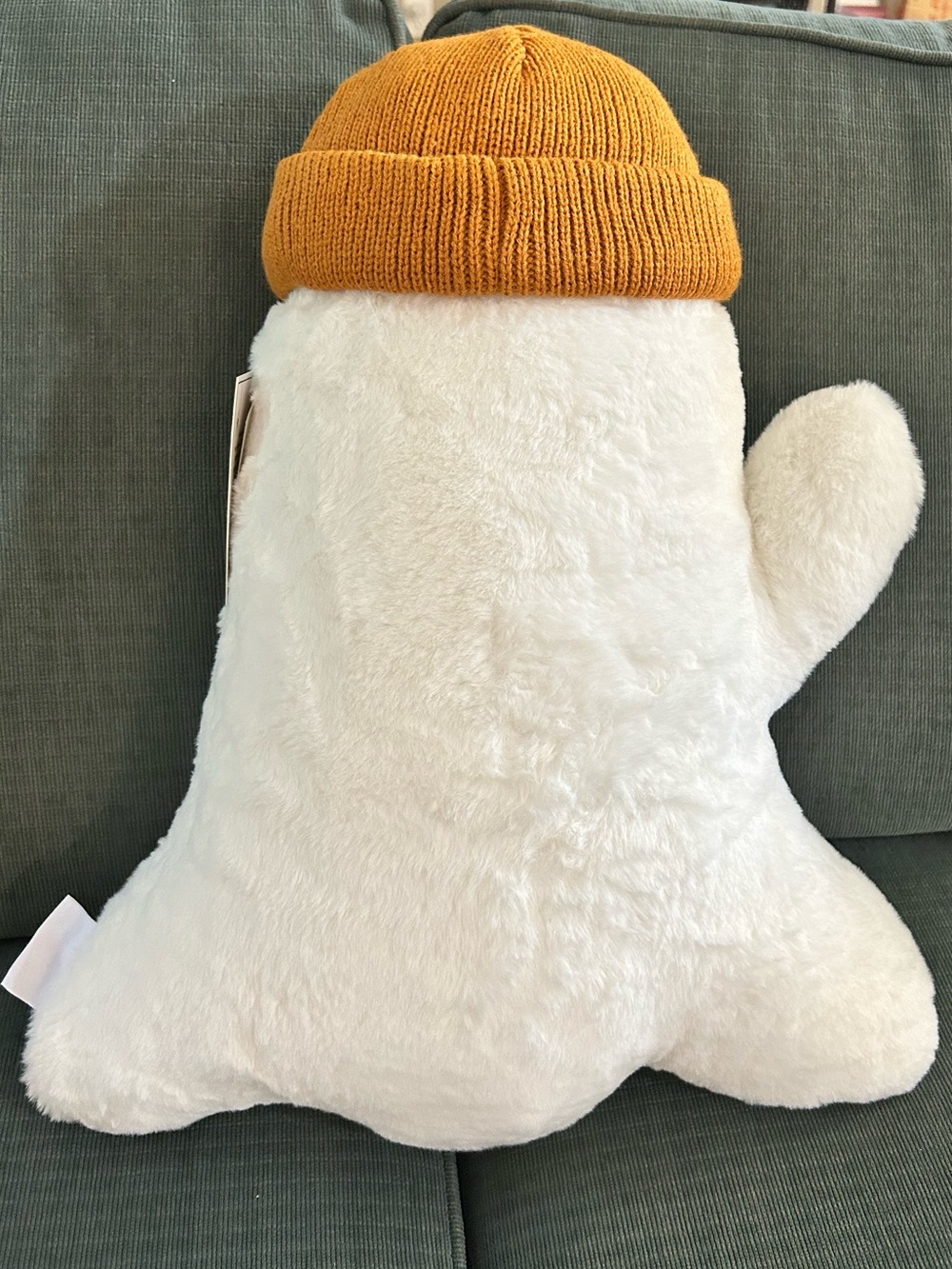 Martha Stewart Ghost Shaped Pillow with Football and Beanie Soft Plushie NWT - Picture 2 of 5